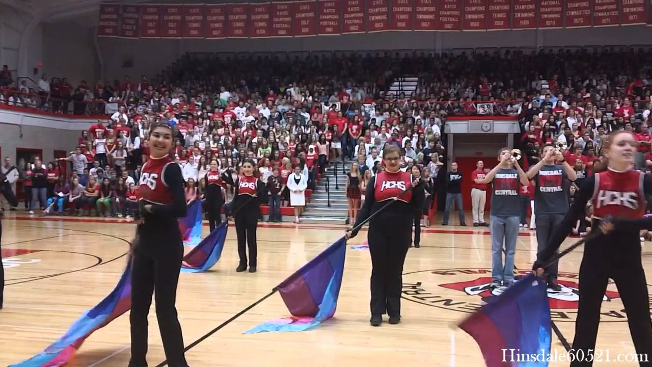 Hinsdale Central Color Guard performs at Homecoming Pep Rally
