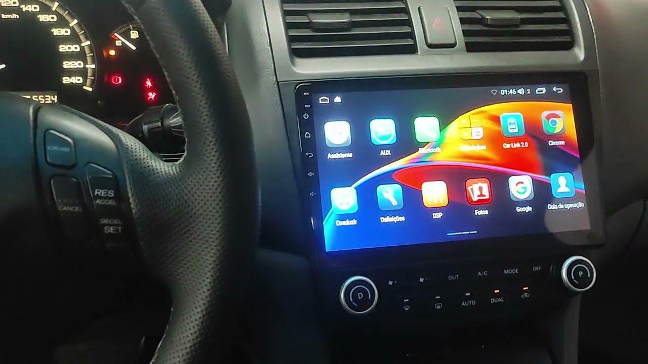 Central Multimidia Android 10 Polegadas HONDA ACCORD 2003-2007 com Carplay e Adroid Auto AC na tela