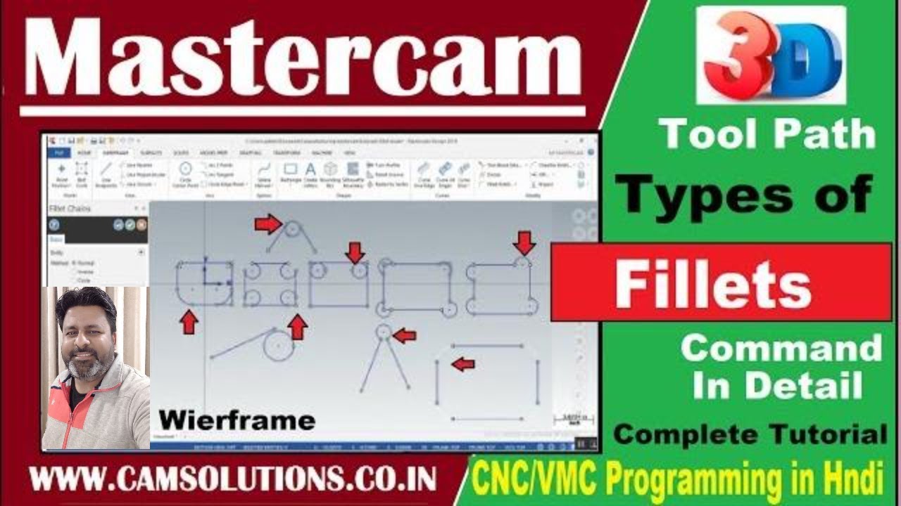 Types of Fillets in Mastercam 2020 | Mastercam Wierframe tutorial