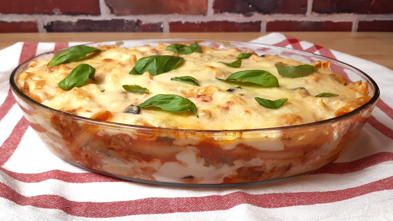 Pâtes au thon et aubergine au four #238