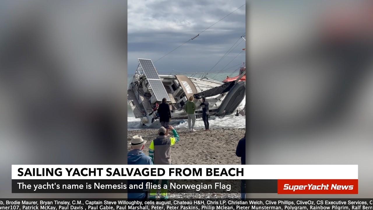 VIDEO: Beached Sailing Yacht DRAGGED From Beach into Ocean | SY Clips