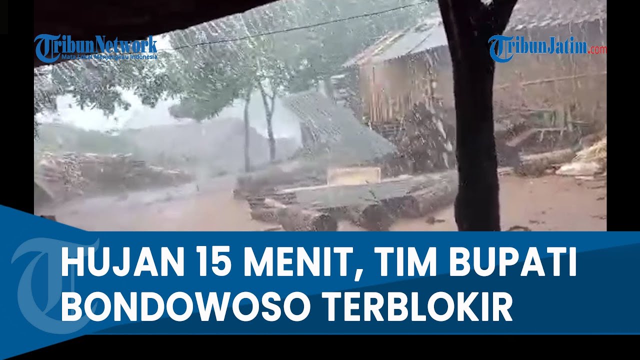 HUJAN ANGIN TERJANG DUA KECAMATAN BONDOWOSO, Rombongan Bupati Terblokir Macet Akibat Bambu Tumbang