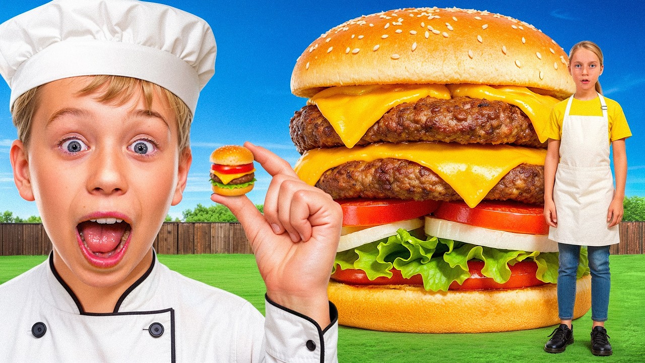 Cooking GIANT vs TINY Food Challenge!