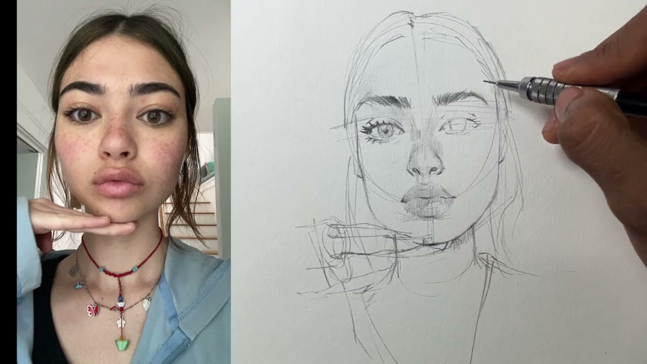 Pencil portrait drawing (Real time)