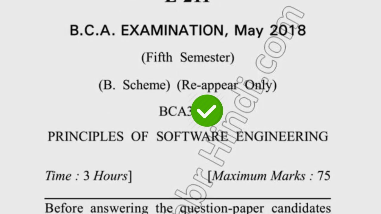 May 2018 Dcrust BCA 5th Sem Reappear Principles of Software Engineering Question Paper