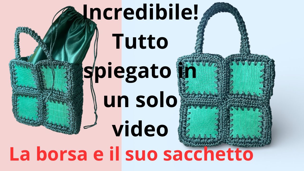 La borsa ecopelle crochet e sacchetto raso