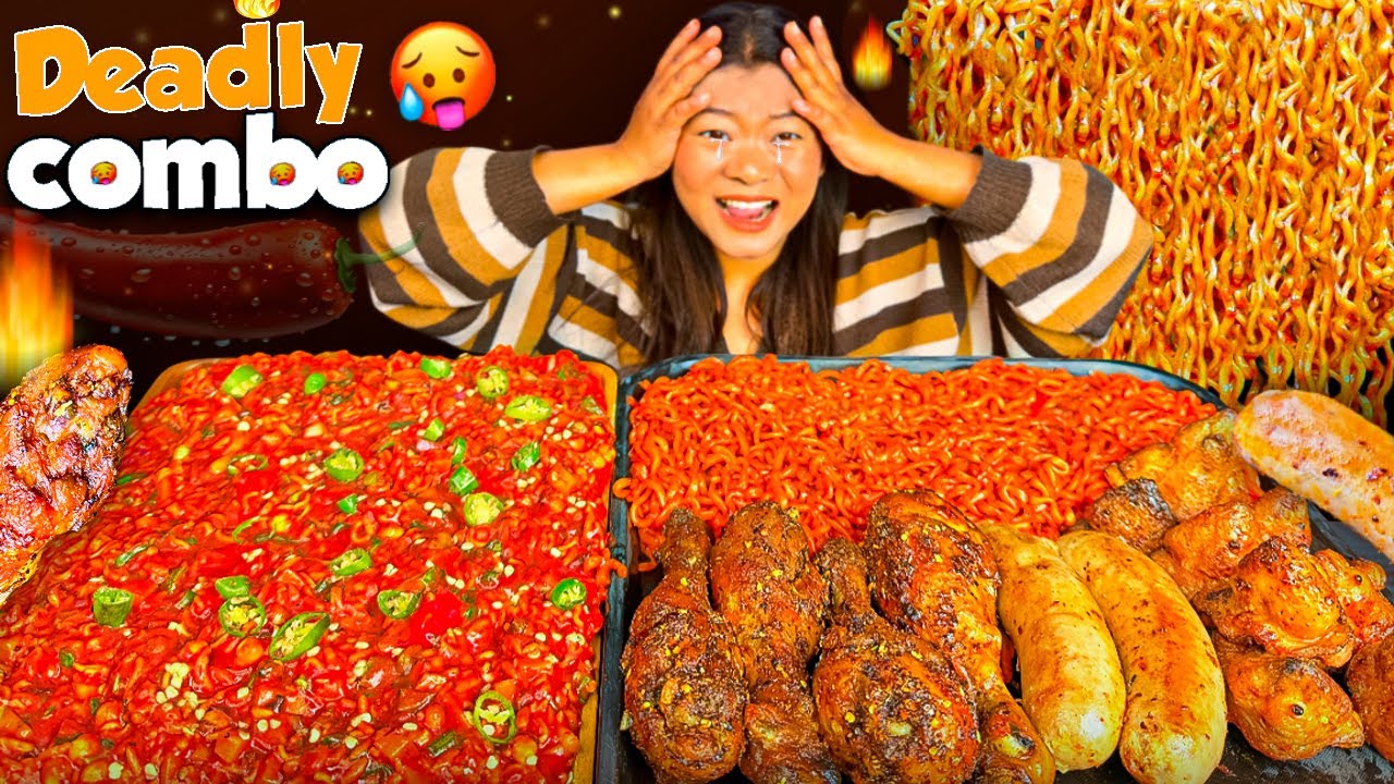 Spice Level 1000 Mukbang 🌶️🔥Extremely Spicy Gilo Chatpate With Chicken Butt & Leg Piece Mukbang