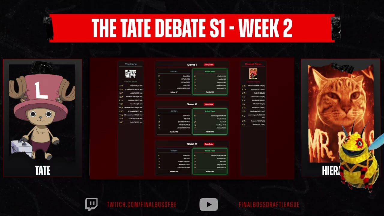 The Tate Debate w/ Tate & Hierarchs #2 - Season 1 Week 2