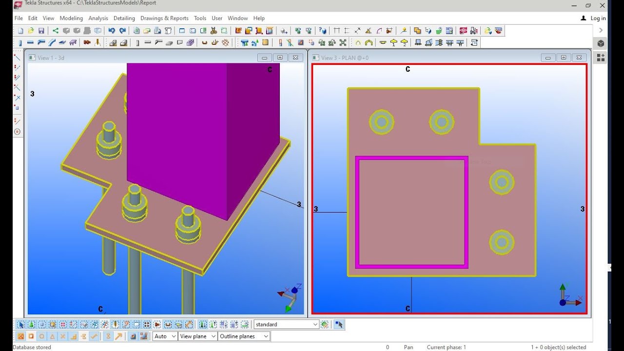 How to Create corner base plate in tekla structures bangla tutorial