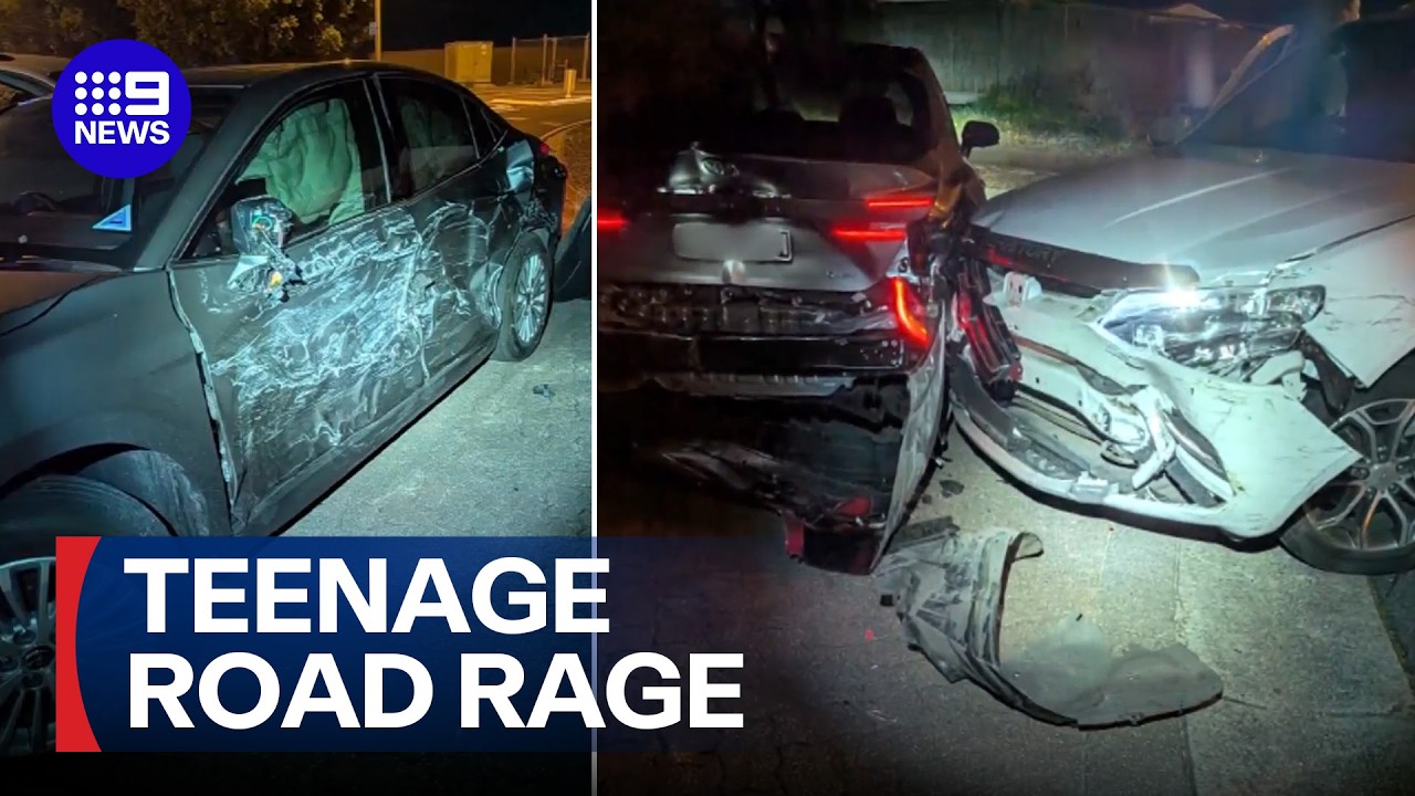 Car rammed by teen in alleged road rage incident | 9 News Australia