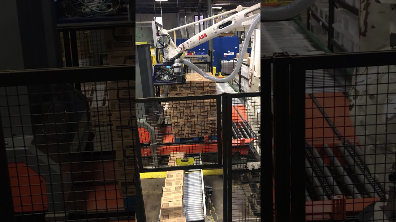 ABB robot stacking boxes