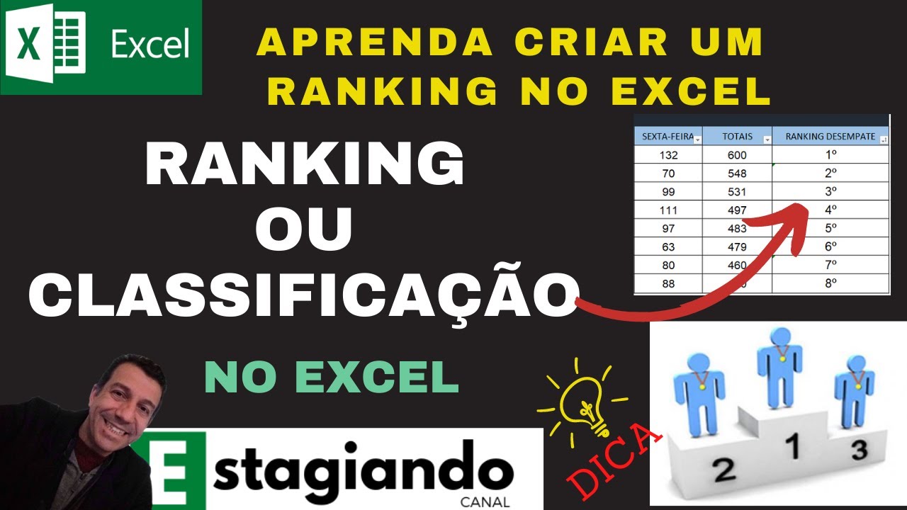 Como criar um ranking ou classificação no Excel -  CANAL ESTAGIANDO