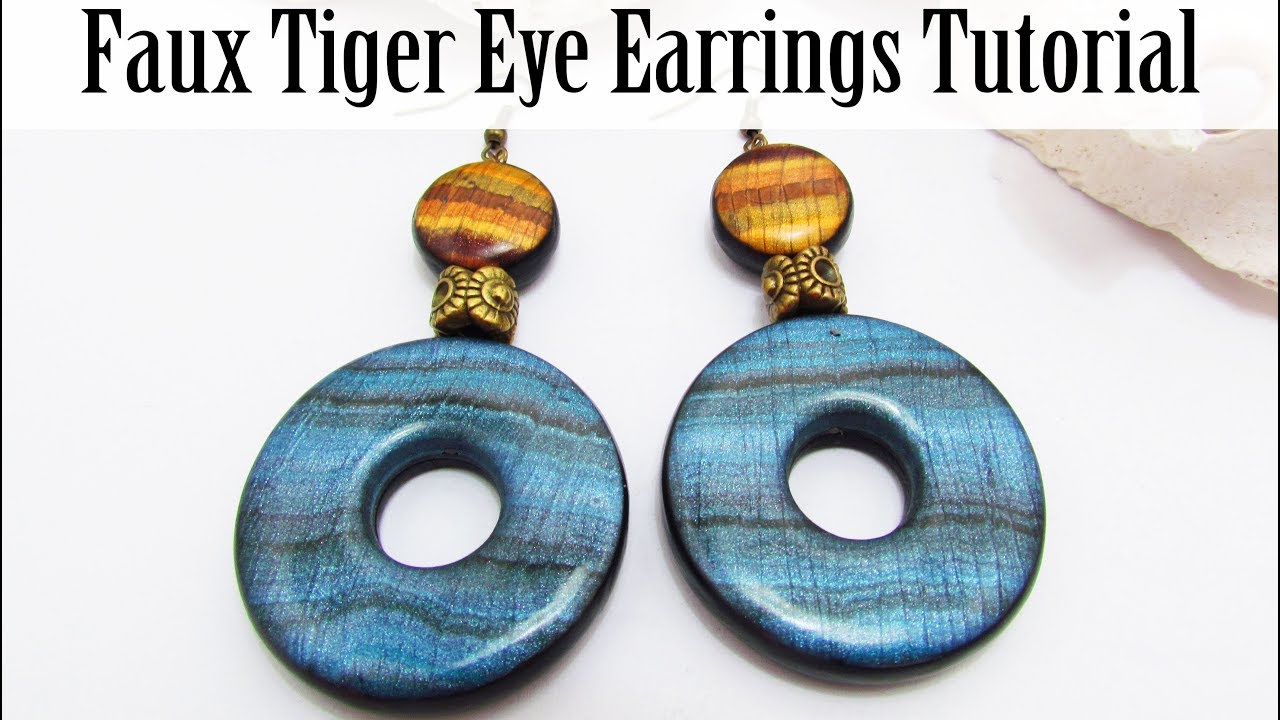 Polymer Clay Project: Faux Blue Tiger Eye Earrings Tutorial