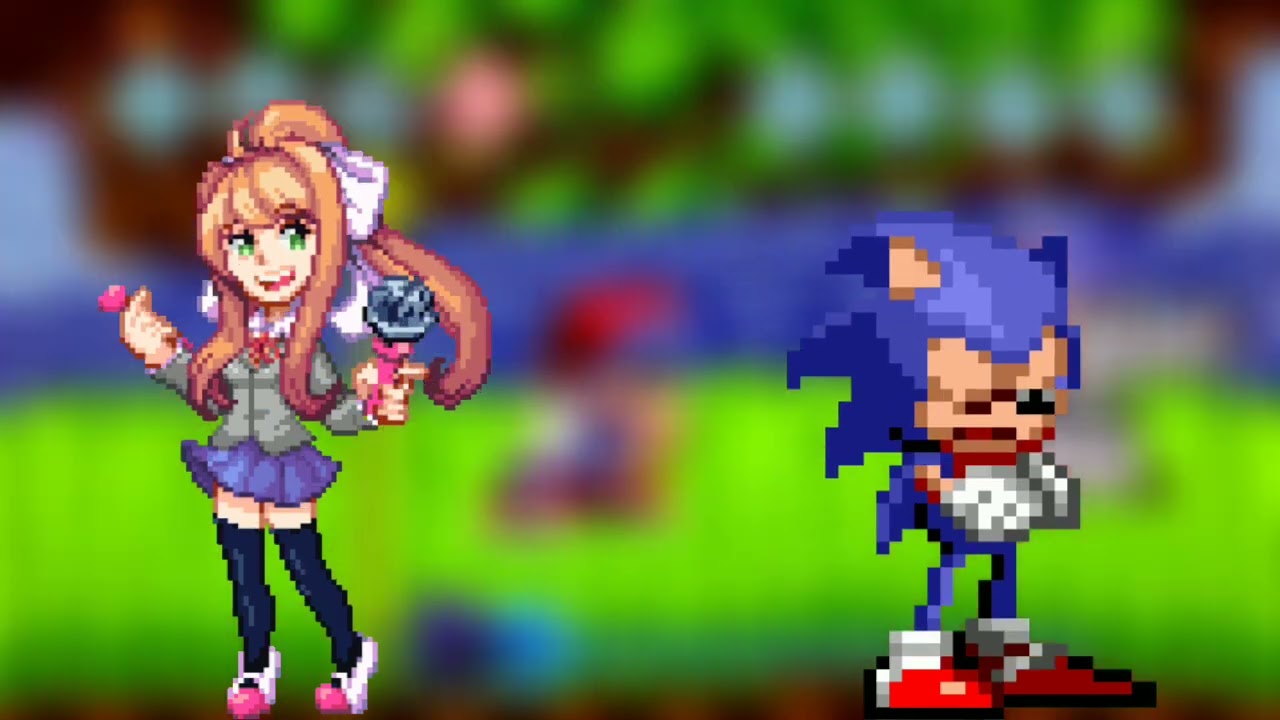 Hmm... wonder what those two are doing (You can't run encore but it's Sonic.exe and Monika)