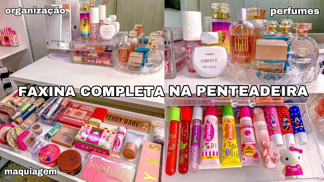 FAXINA COMPLETA NA PENTEADEIRA 🧺💗organização • produtos de autocuidado