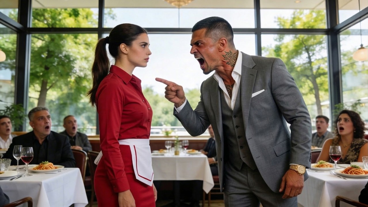 Der Mafia-Boss schrie die arme Kellnerin an—doch ihre Antwort lähmte das ganze Restaurant.