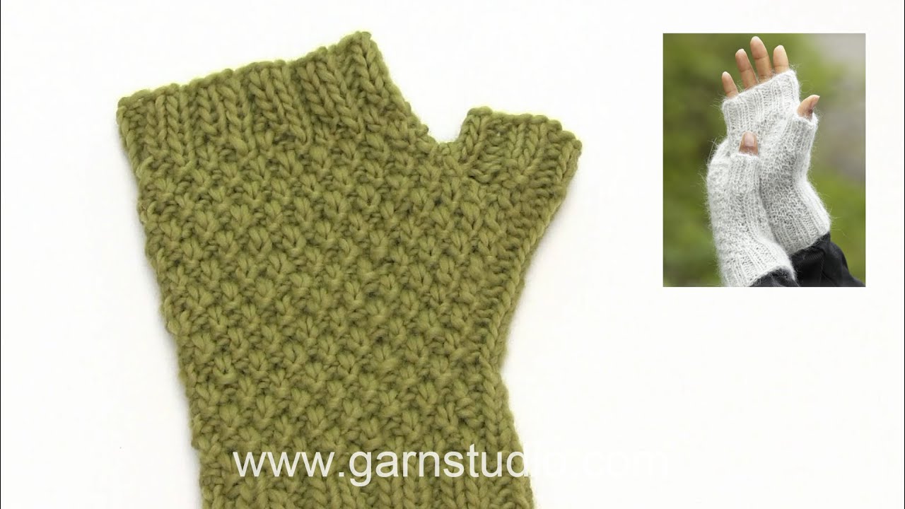 How to knit the wrist warmers with double moss st in DROPS 173-10