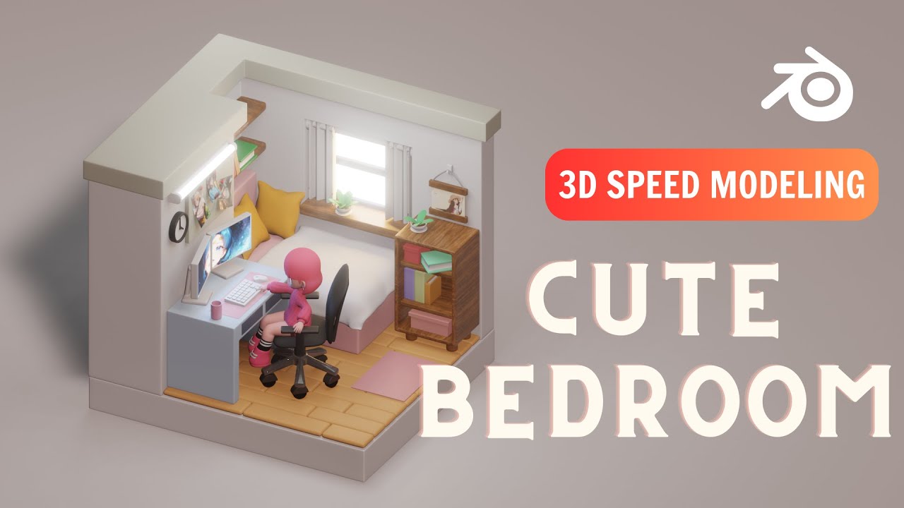 Cute Bedroom Timelapse Modeling in Blender 3.6 Eevee