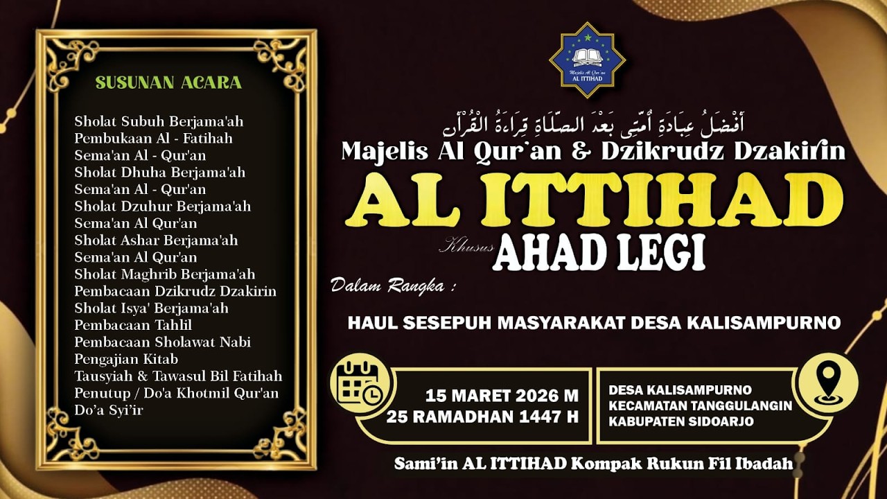 🔴LIVE-Majelis Al Qur'an & Dzikrudz Dzakirin 