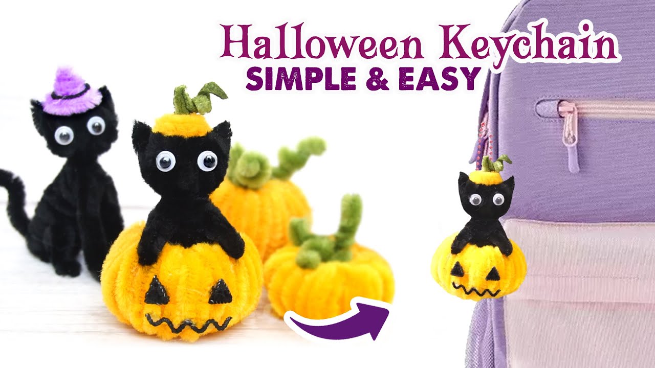 🎃 How to Make a Spooky Cute Cat Pipe Cleaner Keychain | Pipe Cleaner Keychain Tutorial