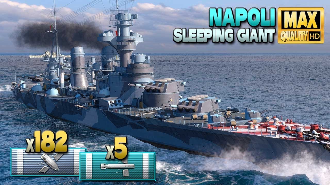 крейсер Napoli с хорошим выступлением в гонке вооружений - World of Warships