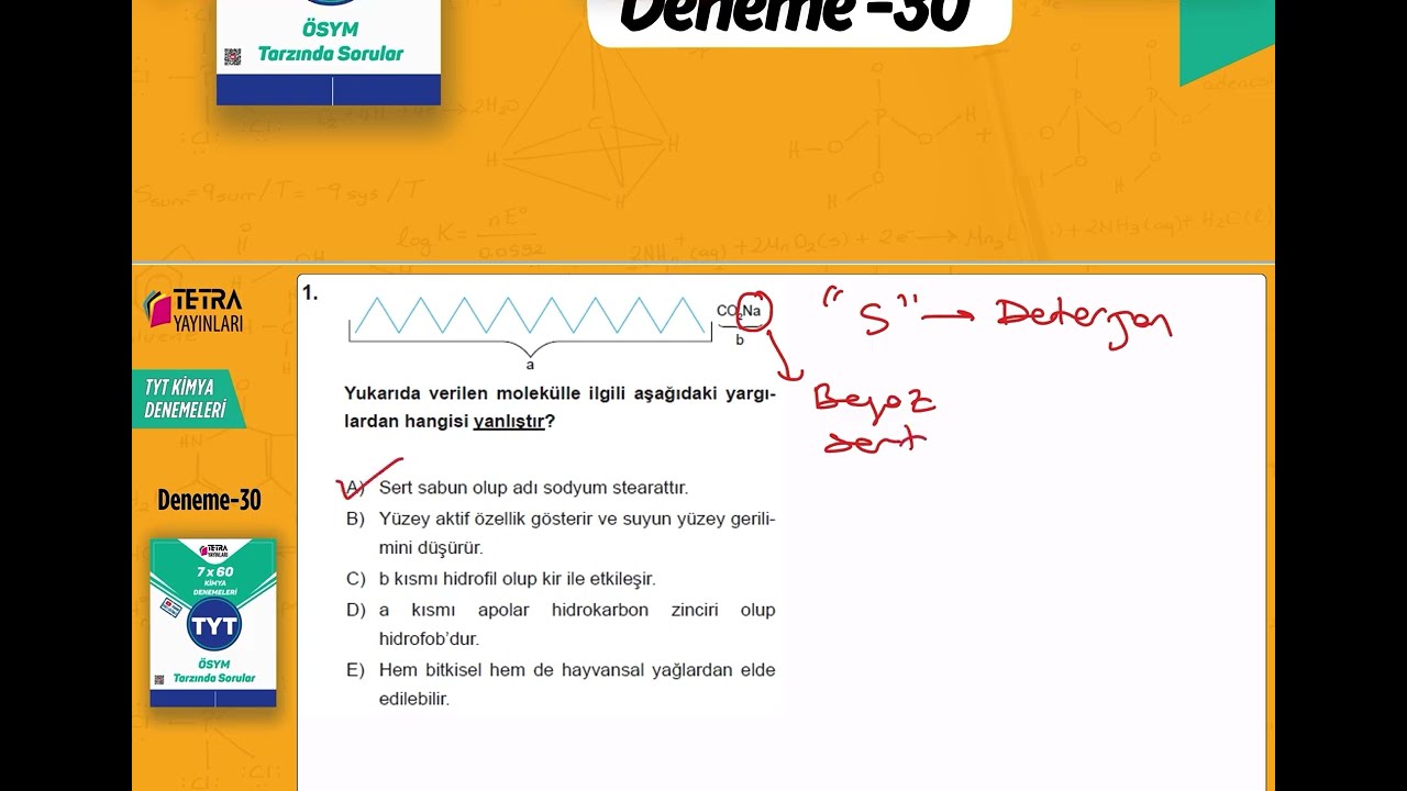 Tetra Yayınları TYT Kimya 30. Deneme Çözümü 🔬 ÖSYM Tarzı Full Anlatım