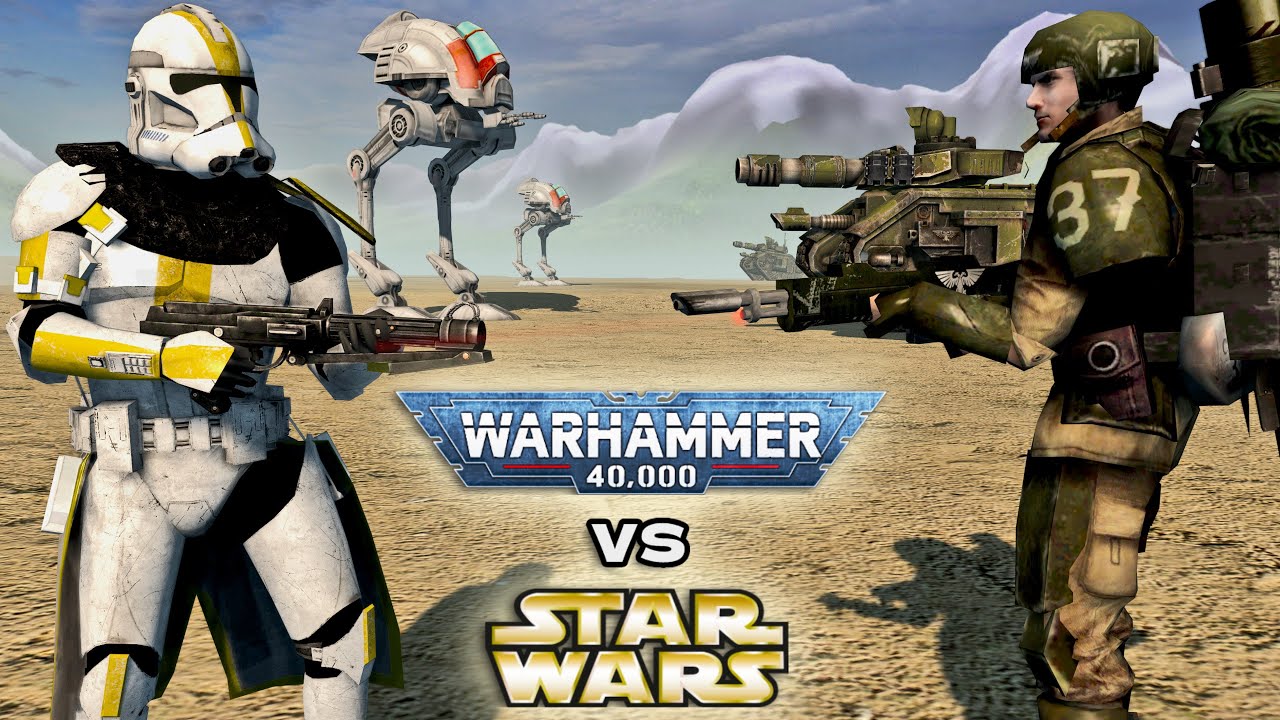 STAR WARS vs WARHAMMER 40K - Clone Troopers vs Imperial Guard (4K, Cinematic Battle)