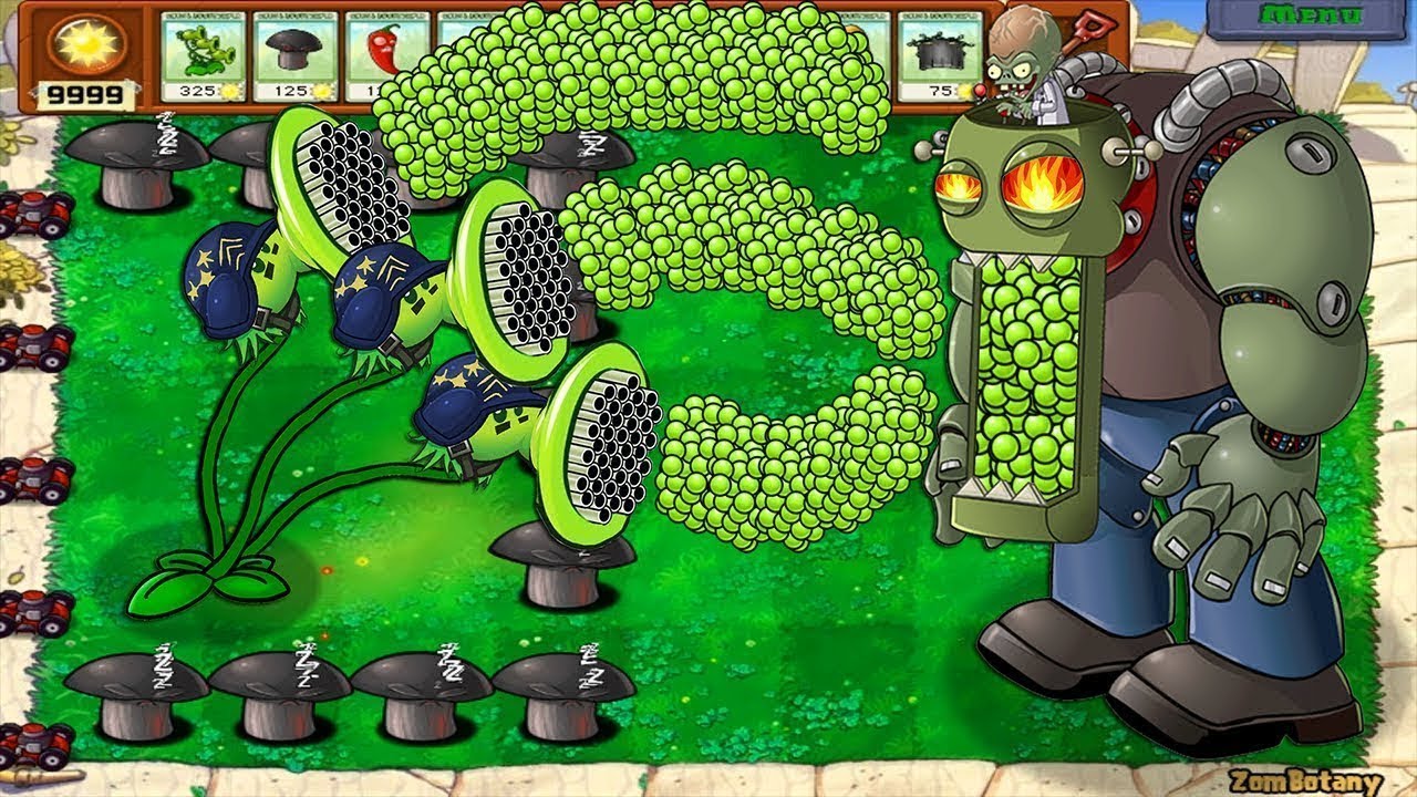 999 Threepeater vs 999 Doom Shroom vs Dr Zomboss Giga Gargantuar | PVZ Hack Battle