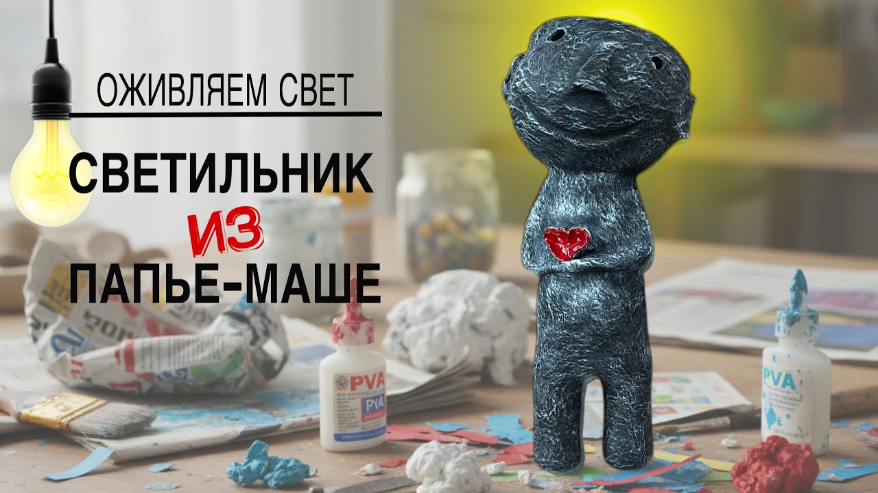 ЯИЧНЫЕ ЛОТКИ/ ГАЗЕТЫ И ПВА. Магия ручной работы с #папье-маше Светильник ночник человечек Pinterest 