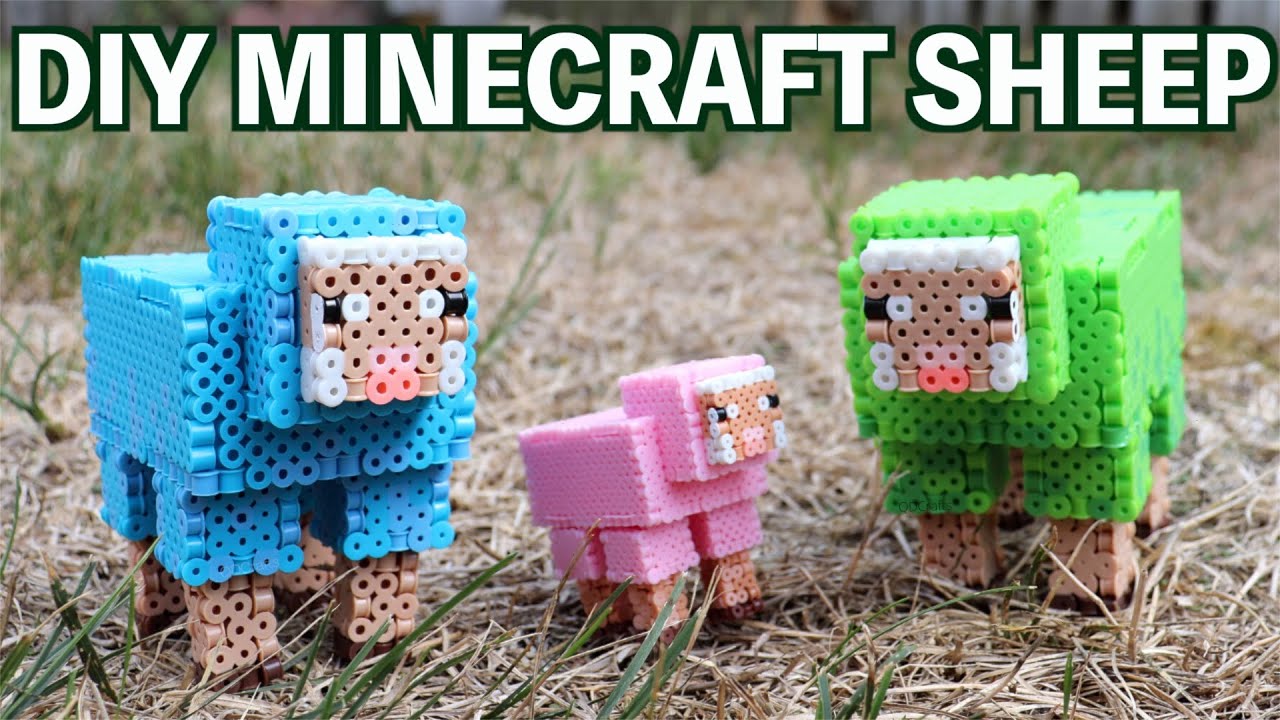 DIY Minecraft Sheep Perler Bead Figure