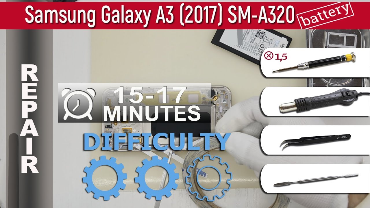 Как заменить 🔧 Модуль дисплея (Дисплей и Тачскрин) 📱 Samsung Galaxy A3 (2017) SM-A320