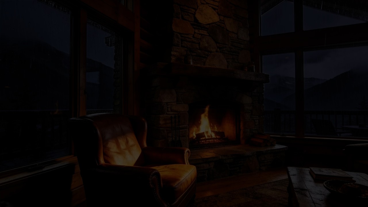 🔴 LIVE Cozy Cabin Fireplace & Rainstorm Night 🌧️🔥 Relaxing Rain Sounds for Deep Sleep (No Ads)