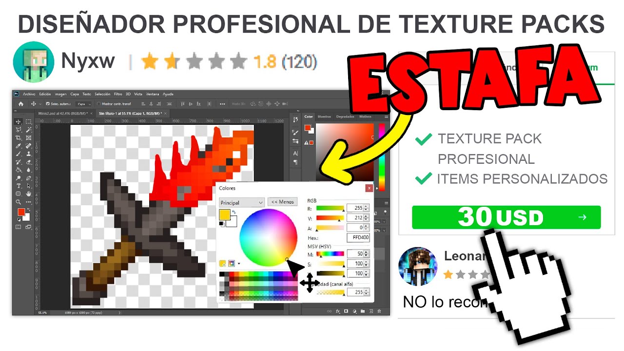 Le PAGUE a 3 DESCONOCIDOS para DISE&Ntilde;AR UN TEXTURE PACK en MINECRAFT