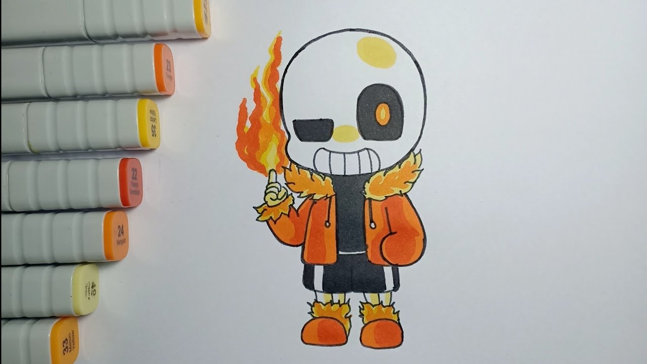 How To Draw Fire Sans Chibi Very Easy