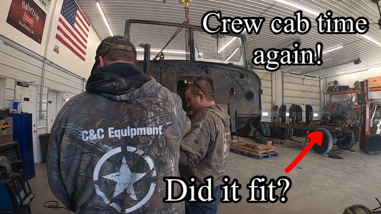 M35 M36 crew cab camper overland build part 3 DT466 engine fitment @C&C Equipment Merry Christmas