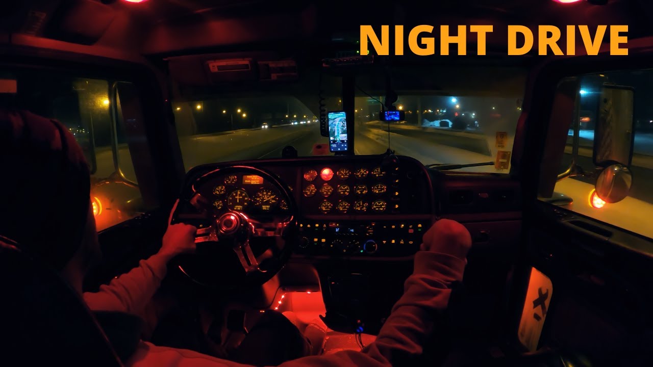 Night Drive | ASMR NO TALKING 4K | Peterbilt 389 |