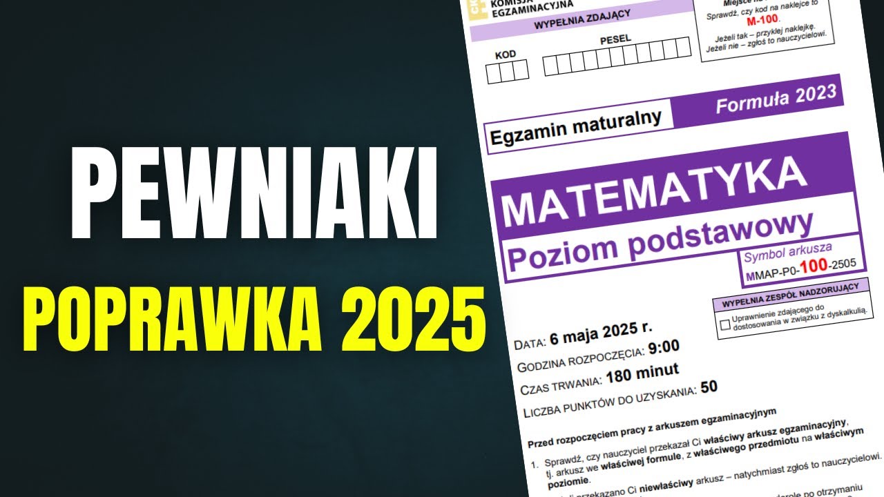 PEWNIAKI na maturę poprawkową 2025 z matmy cz.1.