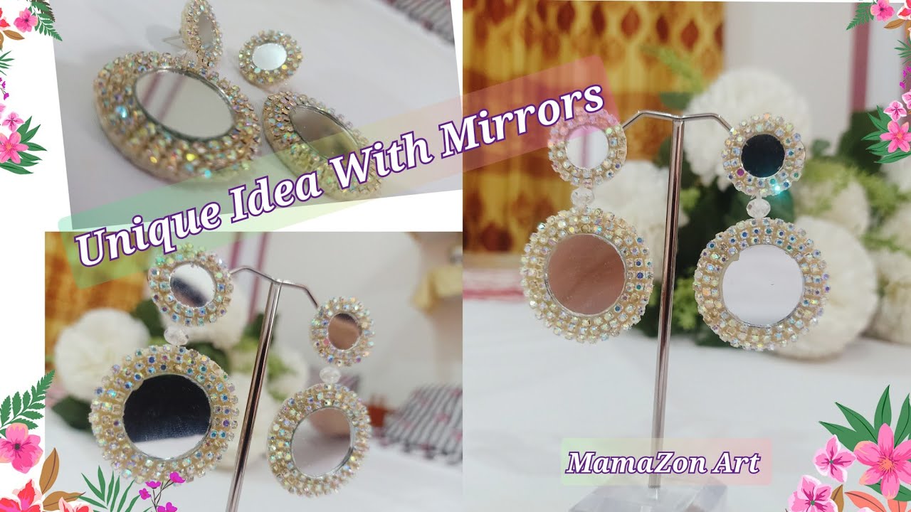 Stone Chain Earrings making | DIY Mirror Earrings | Jewelry making | MamaZon Art