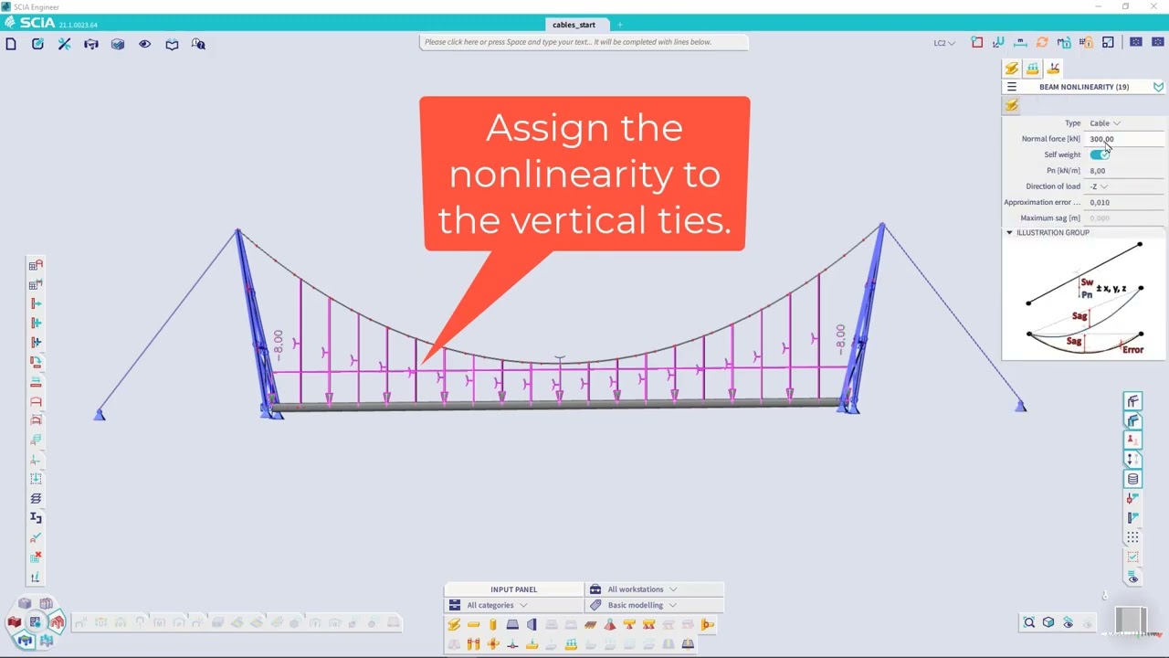 [EN] Cable structures in SCIA Engineer