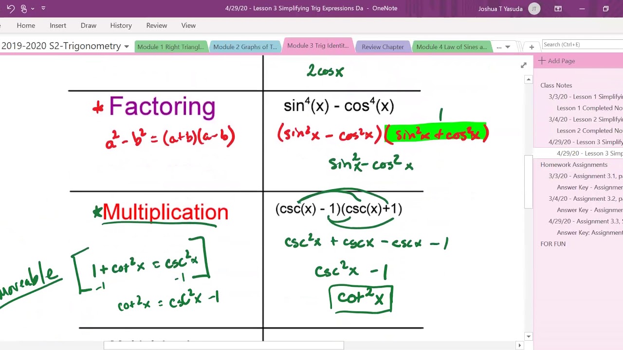Strategies for Simplifying Trig Expressions