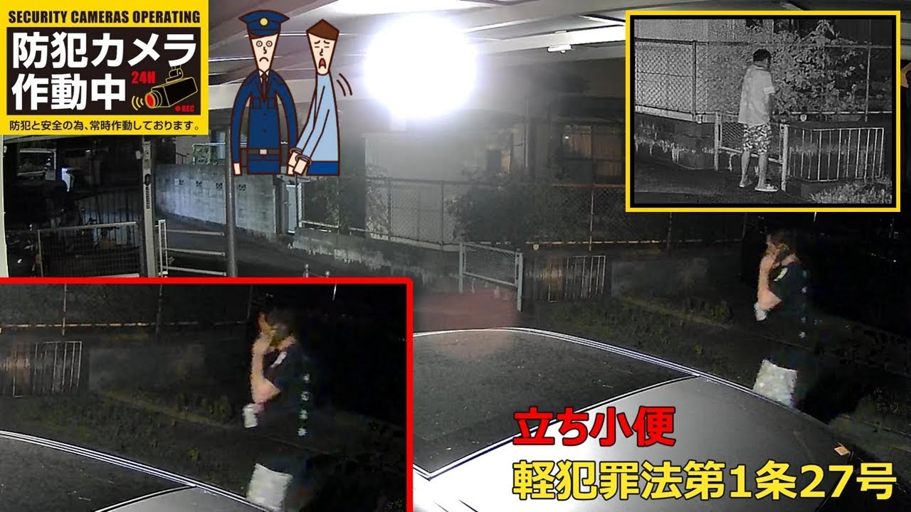 【防犯カメラ映像】電話しながら立ち小便する酔っ払い