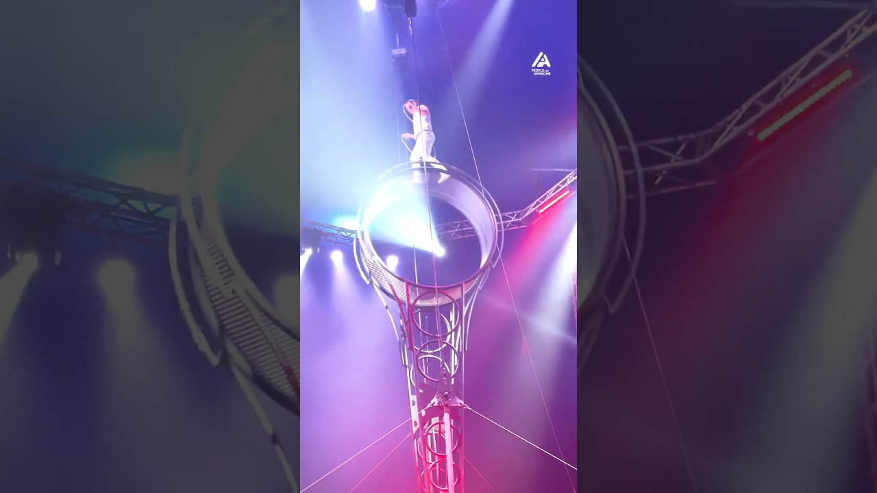 Circus Performer Almost Falls off Wheel of Death