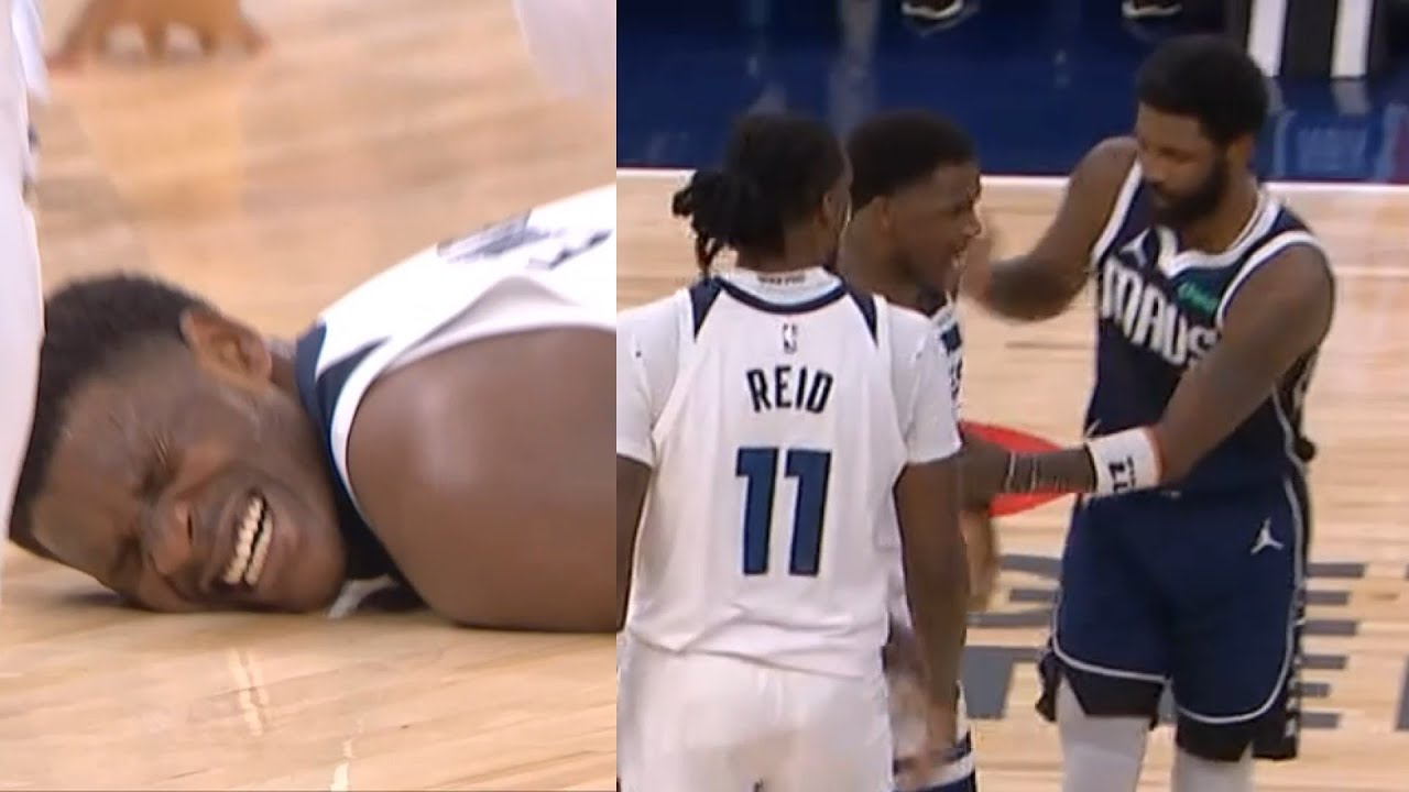 Kyrie Irving makes sure Anthony Edwards is okay after scary slip 😬