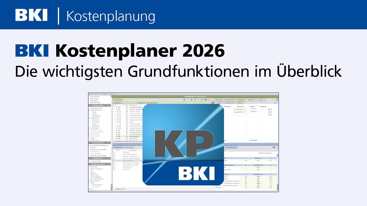 BKI Kostenplaner 2026 – Die wichtigsten Grundfunktionen im Überblick vom 13.11.2025