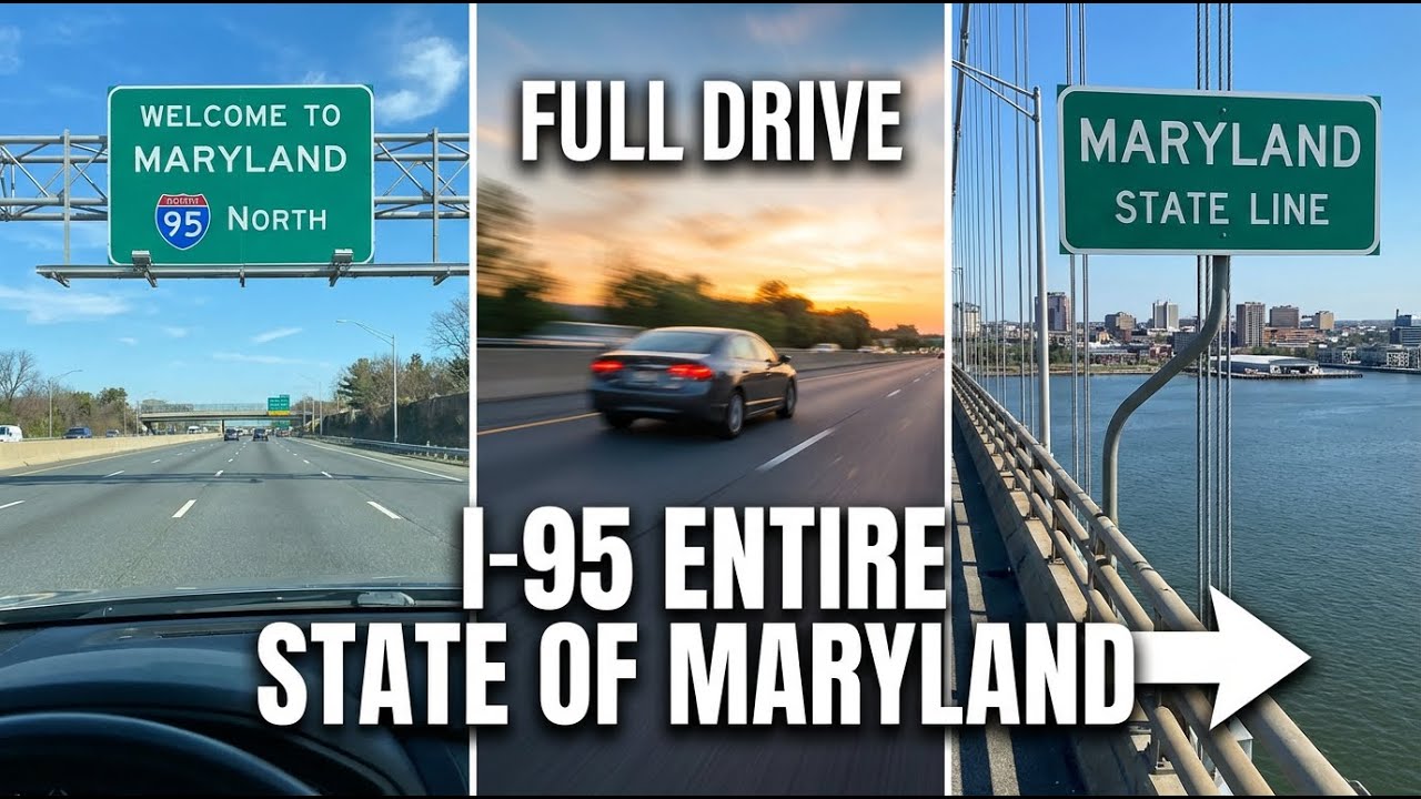 Driving on Interstate 95 through Entire State of Maryland