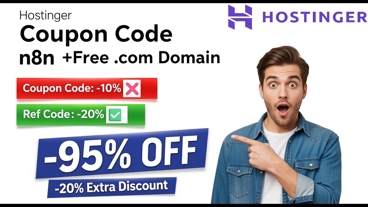 Hostinger n8n Hosting Coupon Code [75% +20% ] + Free Domain February 2026