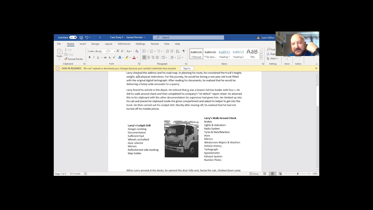 Truck Case Study 5  Part 1 of 2