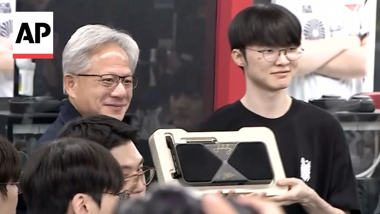 Nvidia CEO Jensen Huang meets gaming superstar Faker during Seoul visit