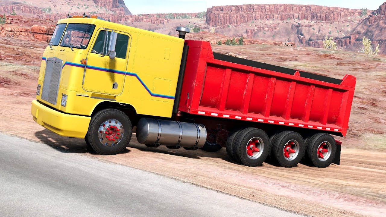 BeamNG Drive - SetBack Front Axle Tri Axle Dump Truck Transporting Rocks