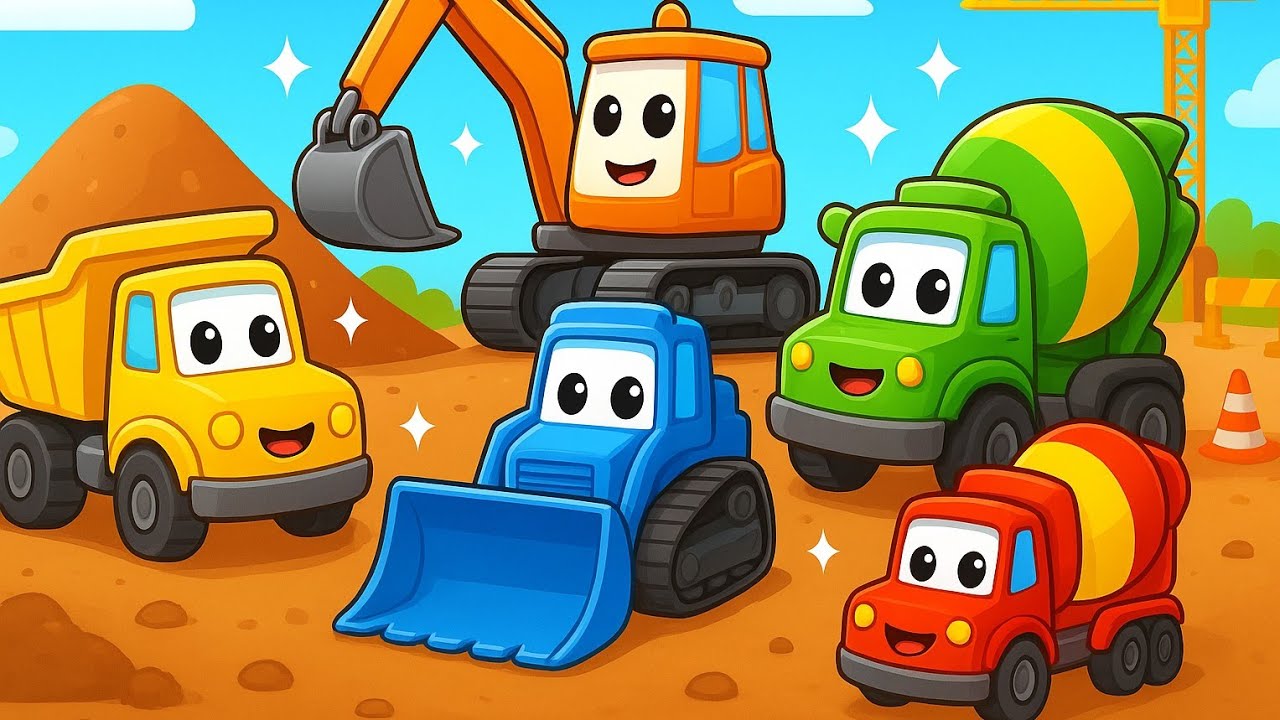 Dump Truck, Excavator, Bulldozer & More | Happy Kids TV Learning Video